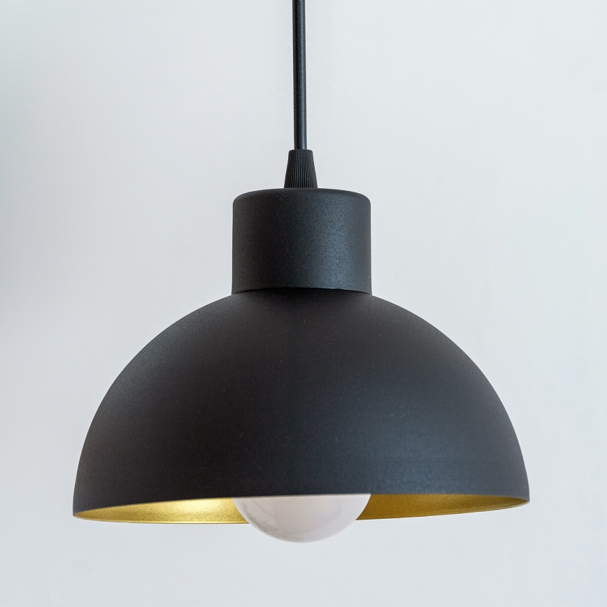 Pakabinamas šviestuvas ant laido VESPER 1xE27/15W/230, skersmuo 18 cm, juoda/auksinė