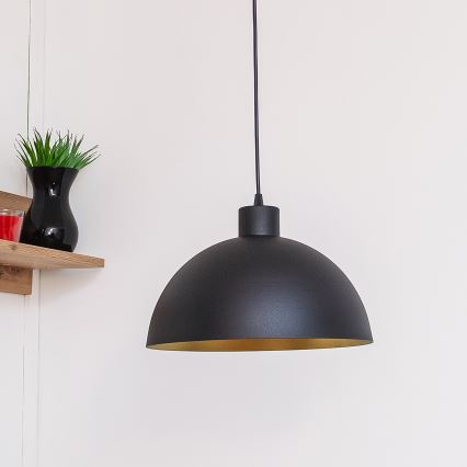 Pakabinamas šviestuvas ant laido VESPER 1xE27/15W/230, skersmuo 30 cm, juoda/auksinė