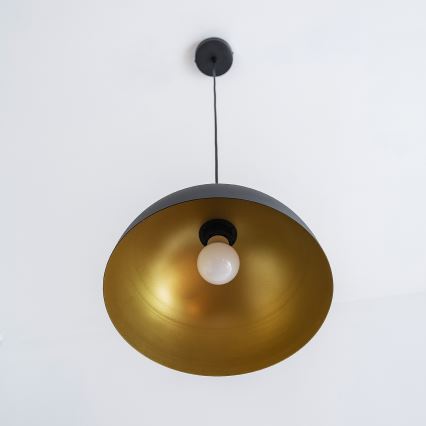 Pakabinamas šviestuvas ant laido VESPER 1xE27/15W/230, skersmuo 30 cm, juoda/auksinė