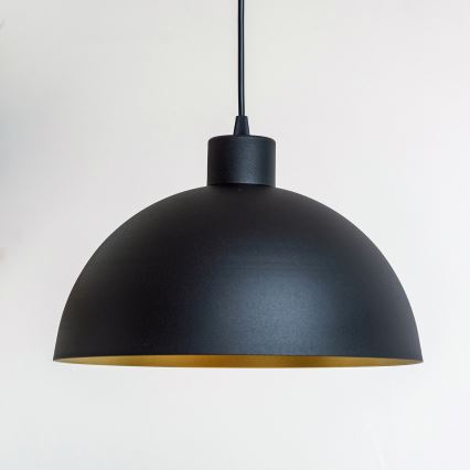 Pakabinamas šviestuvas ant laido VESPER 1xE27/15W/230, skersmuo 30 cm, juoda/auksinė