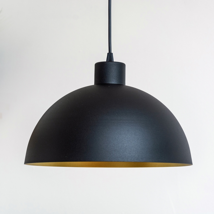 Pakabinamas šviestuvas ant laido VESPER 1xE27/15W/230, skersmuo 30 cm, juoda/auksinė