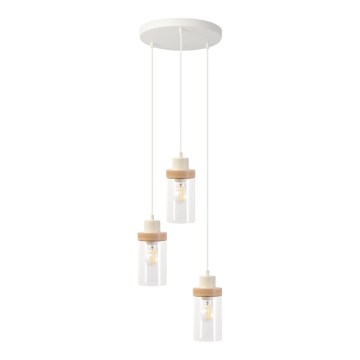 Pakabinamas šviestuvas ant laido WOODNEST 3xE27/15W/230V pušis/kreminė