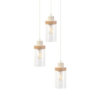 Pakabinamas šviestuvas ant laido WOODNEST 3xE27/15W/230V pušis/kreminė