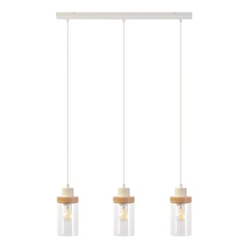 Pakabinamas šviestuvas ant laido WOODNEST 3xE27/15W/230V pušis/kreminė
