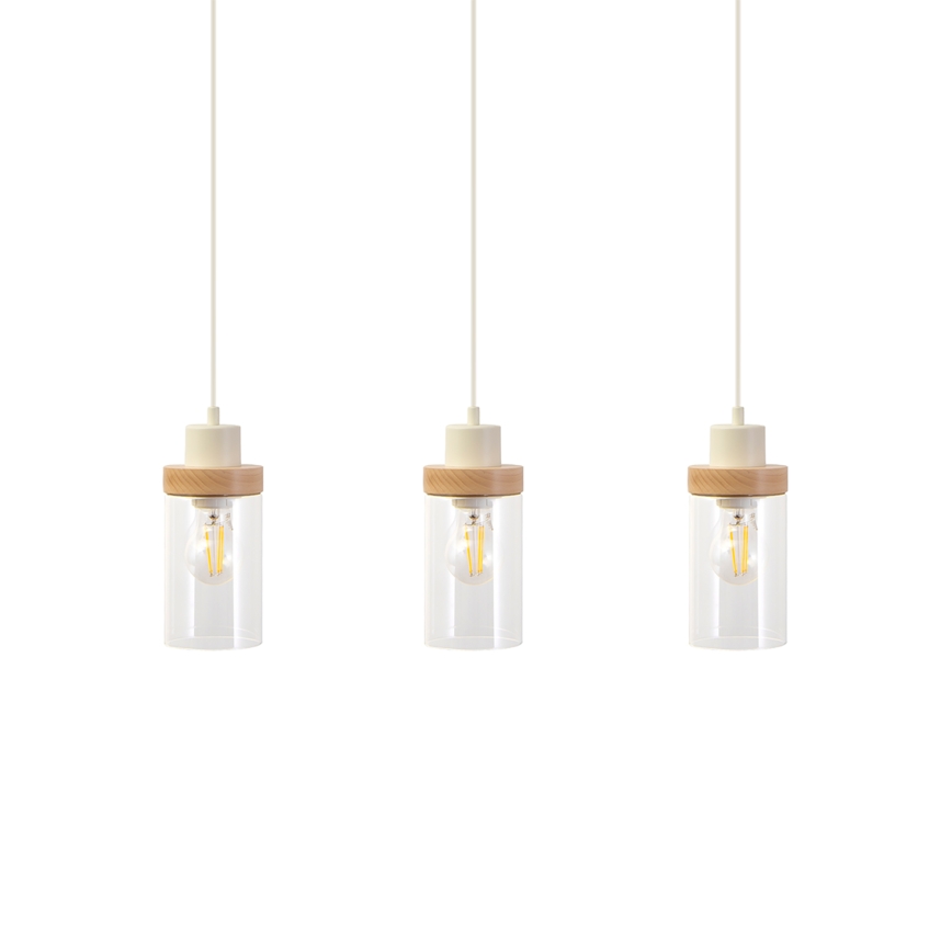 Pakabinamas šviestuvas ant laido WOODNEST 3xE27/15W/230V pušis/kreminė