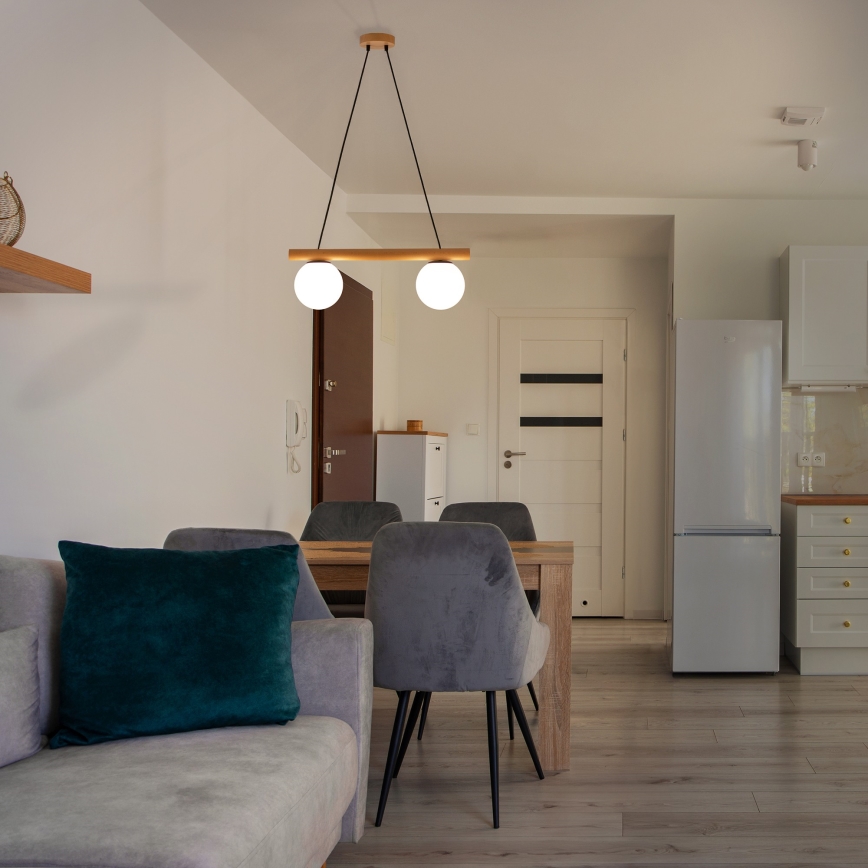 Pakabinamas šviestuvas ant laido WOODSTOCK 2xE27/15W/230V mediena/juoda