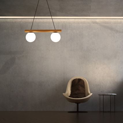 Pakabinamas šviestuvas ant laido WOODSTOCK 2xE27/15W/230V mediena/juoda