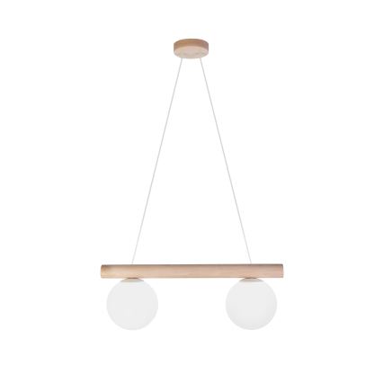 Pakabinamas šviestuvas ant laido WOODSTOCK 2xE27/15W/230V, mediena/kreminė