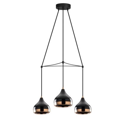 Pakabinamas šviestuvas ant laido YILDO 3xE27/40W/230V juodas/varinis