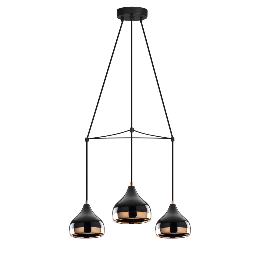 Pakabinamas šviestuvas ant laido YILDO 3xE27/40W/230V juodas/varinis