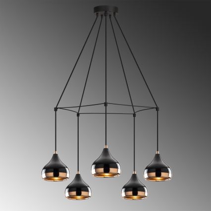 Pakabinamas šviestuvas ant laido YILDO 5xE27/40W/230V juoda/varinė