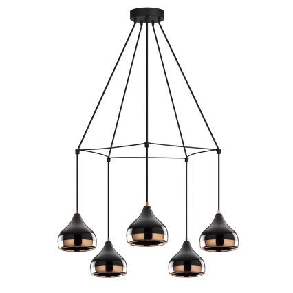 Pakabinamas šviestuvas ant laido YILDO 5xE27/40W/230V juoda/varinė