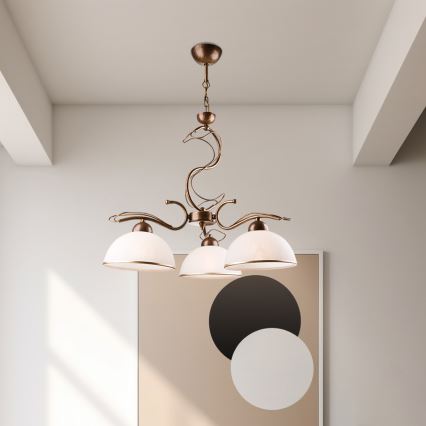 Pakabinamas šviestuvas ant strypo COBRA 3xE27/60W/230V bronza/patina