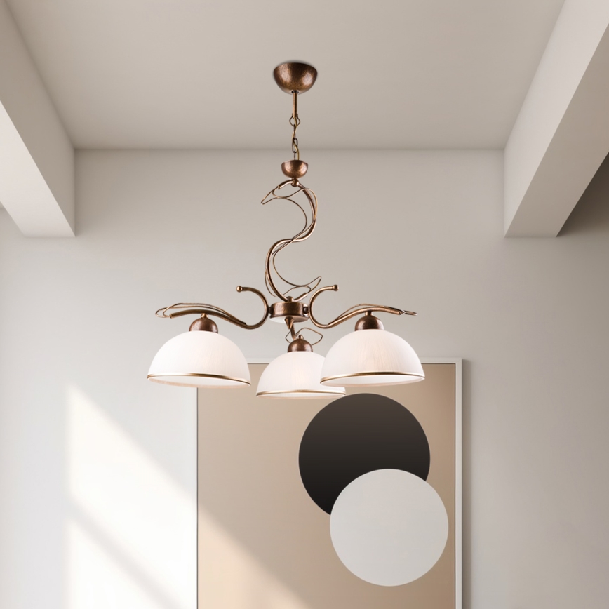 Pakabinamas šviestuvas ant strypo COBRA 3xE27/60W/230V bronza/patina