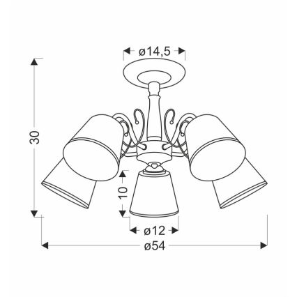 Pakabinamas šviestuvas ant strypo LOSANNA 5xE14/40W/230V, žalvaris