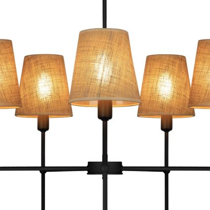 Pakabinamas šviestuvas ant strypo MADELA 5xE14/40W/230V džiutas/juoda