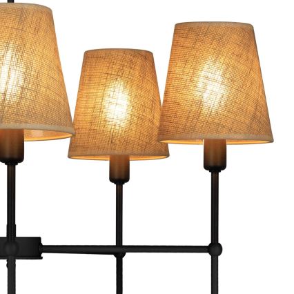 Pakabinamas šviestuvas ant strypo MADELA 5xE14/40W/230V džiutas/juoda