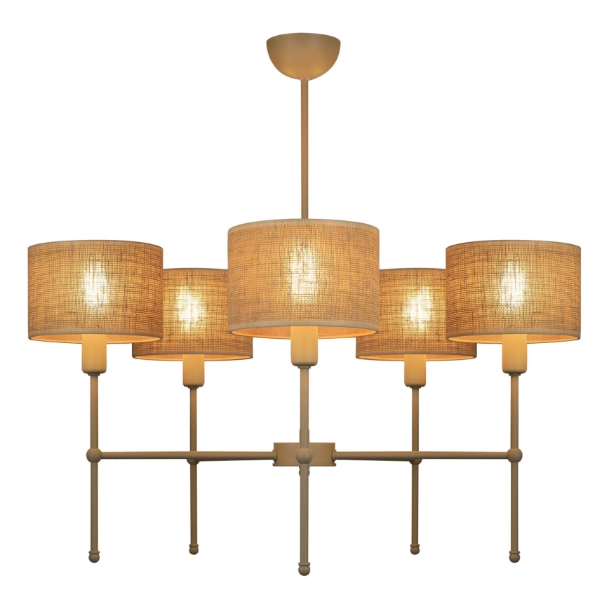 Pakabinamas šviestuvas ant strypo MADELA 5xE14/40W/230V džiutas/smėlinė