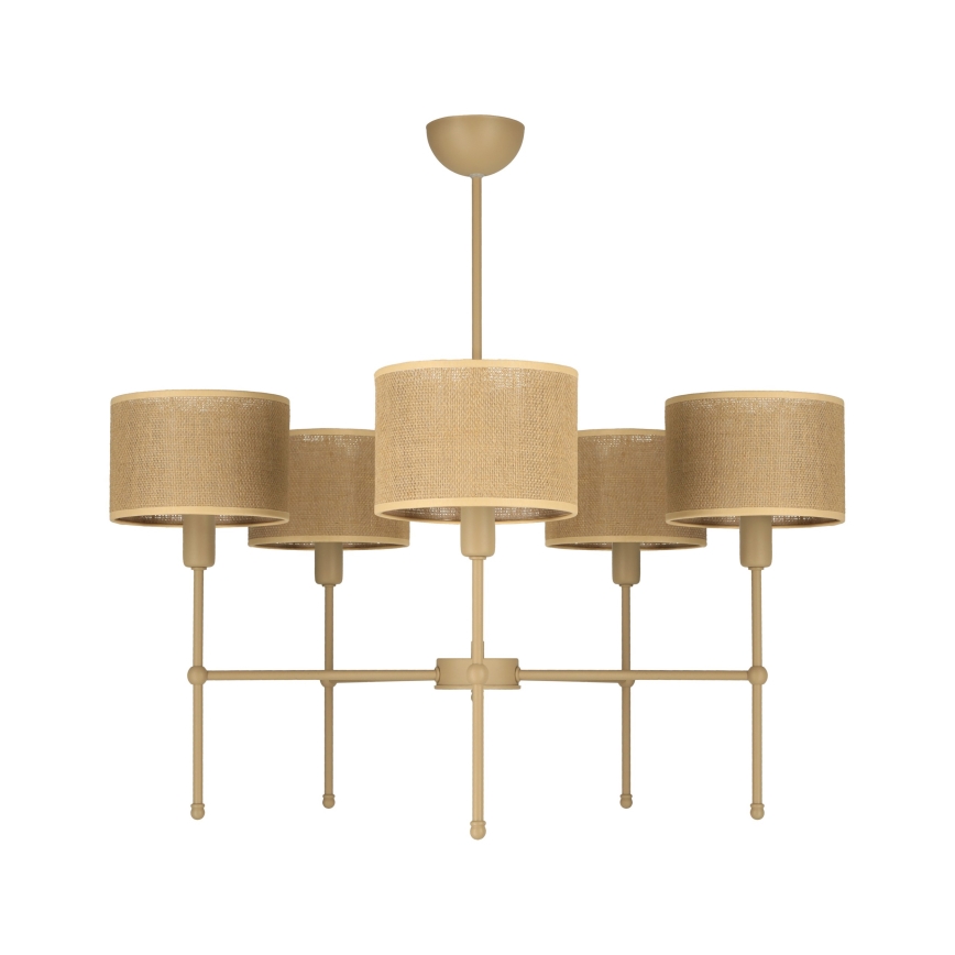 Pakabinamas šviestuvas ant strypo MADELA 5xE14/40W/230V džiutas/smėlinė