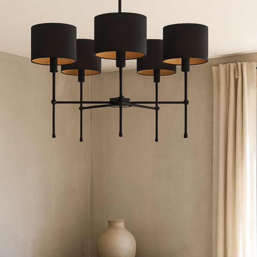 Pakabinamas šviestuvas ant strypo MADELA 5xE14/40W/230V juodas