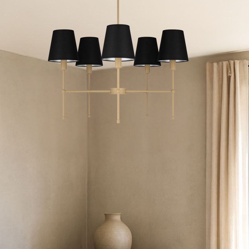 Pakabinamas šviestuvas ant strypo MADELA 5xE14/40W/230V juodas/smėlinis