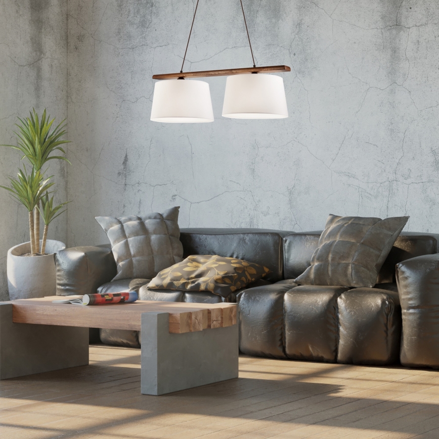 Pakabinamas šviestuvas ant troselio AIDA 2xE27/60W/230V, riešuto spalvos