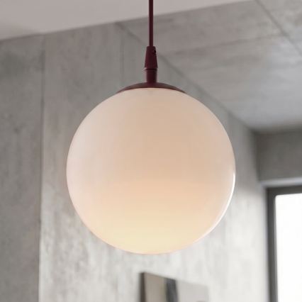 Pakabinamas šviestuvas ant troselio COSMO 1xE14/10W/230V skersmuo 14 cm raudonas/baltas