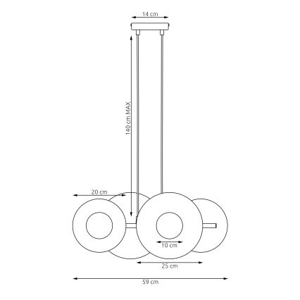 Pakabinamas šviestuvas ant troselio UMBRA 4xG9/8W/230V smėlio spalvos