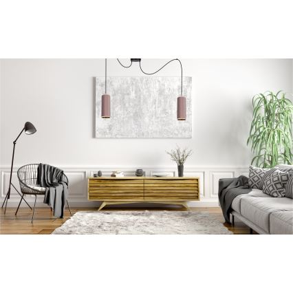 Pakabinamas šviestuvas ant laido AVALO 2xE27/60W/230V voras rožinė/vario spalvos