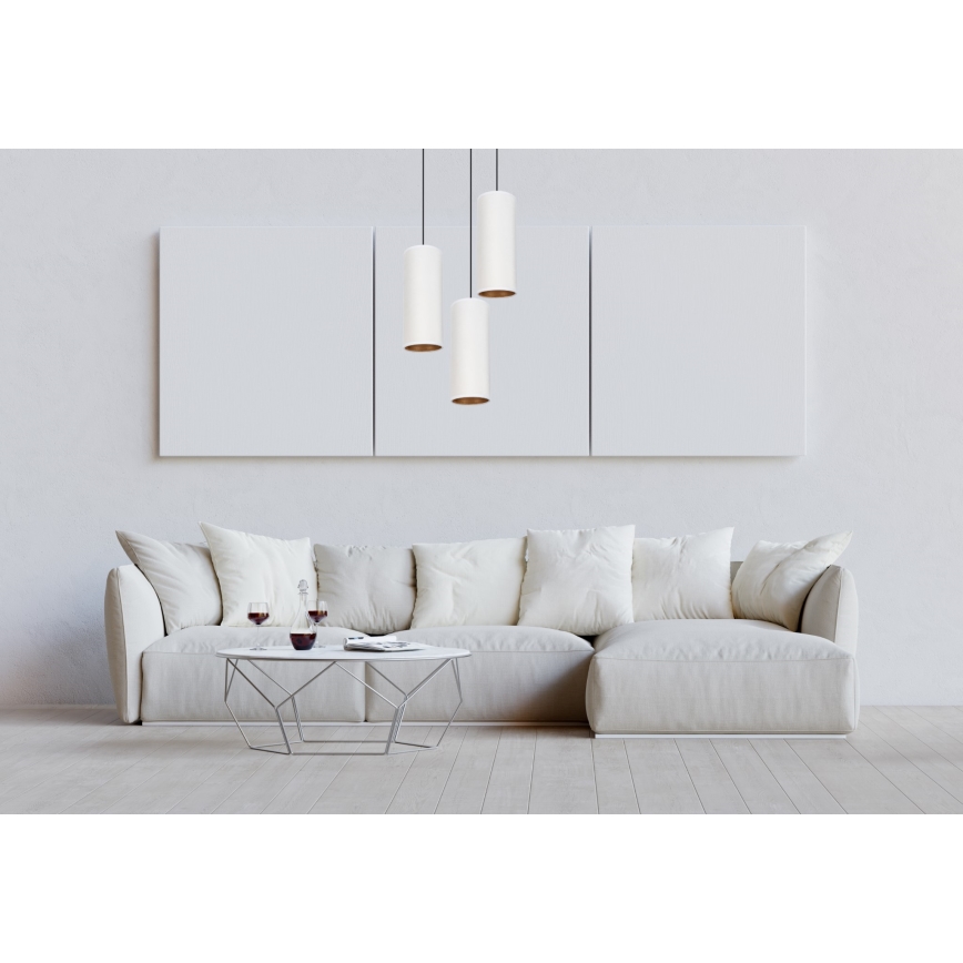 Pakabinamas šviestuvas ant laido AVALO 3xE27/60W/230V skersmuo 35 cm balta/vario spalva
