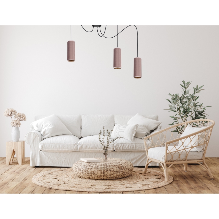 Pakabinamas šviestuvas ant laido AVALO 3xE27/60W/230V voras rožinis/varinis