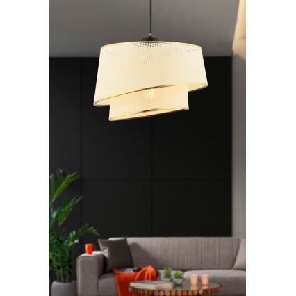 Pakabinamas šviestuvas BARETTE 1xE27/60W/230V kreminės/aukso