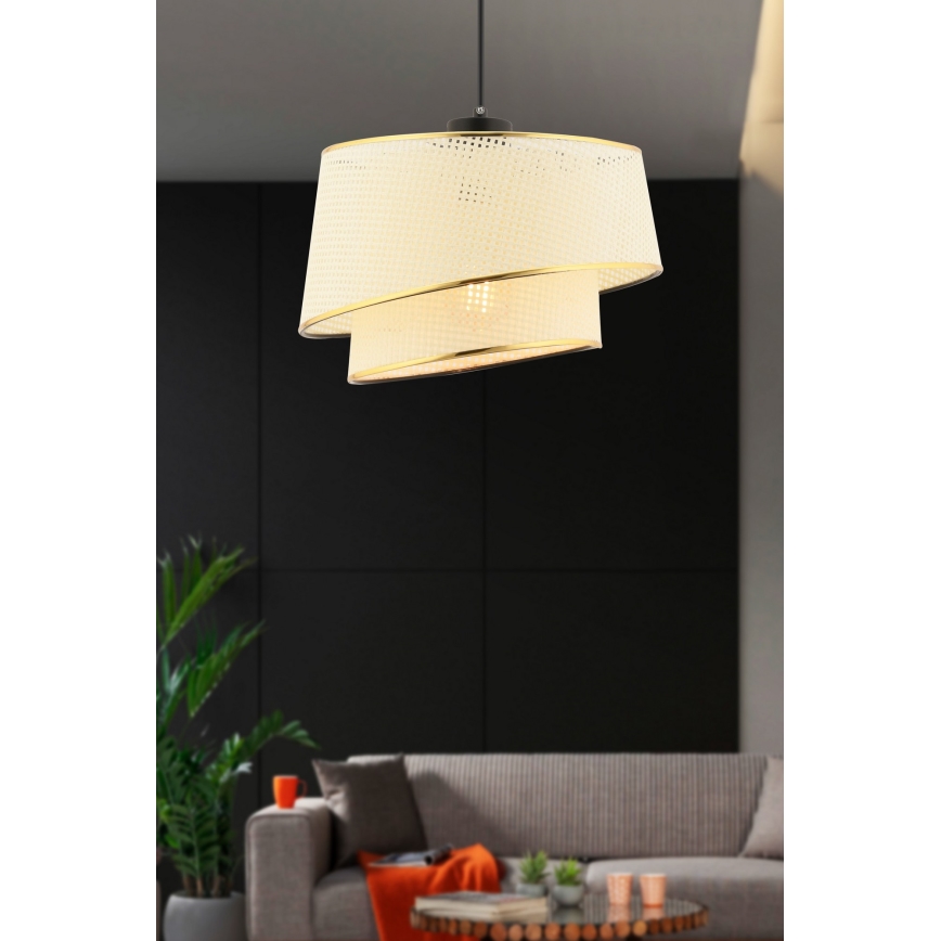 Pakabinamas šviestuvas BARETTE 1xE27/60W/230V kreminės/aukso