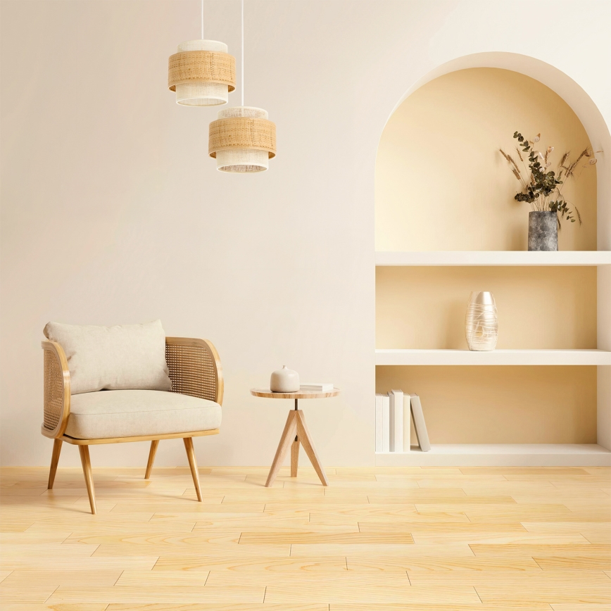 Pakabinamas šviestuvas BOHO ant laido 2xE27/60W/230V džiutas/kreminė