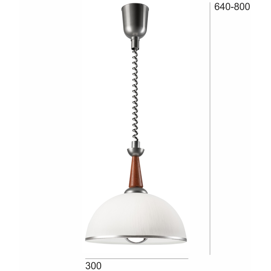 Pakabinamas šviestuvas CHIARA 1xE27/60W/230V sidabro/rudos/ąžuolo spalvos