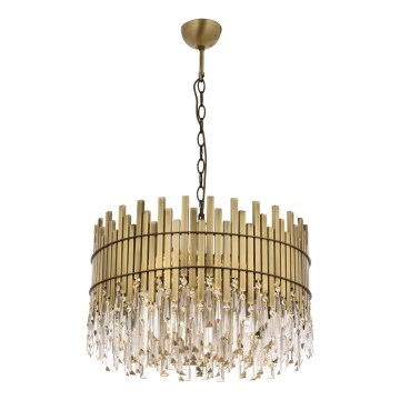 Pakabinamas šviestuvas CRYSTALLINE 8xE27/40W/230V pr. 60 cm žalvaris