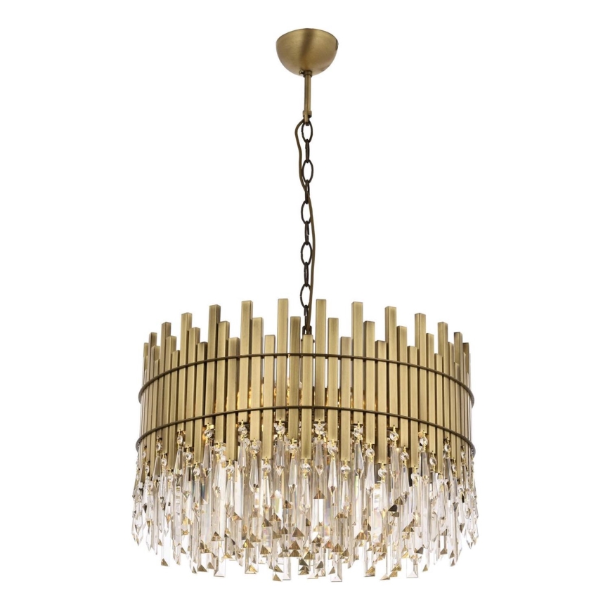 Pakabinamas šviestuvas CRYSTALLINE 8xE27/40W/230V pr. 60 cm žalvaris