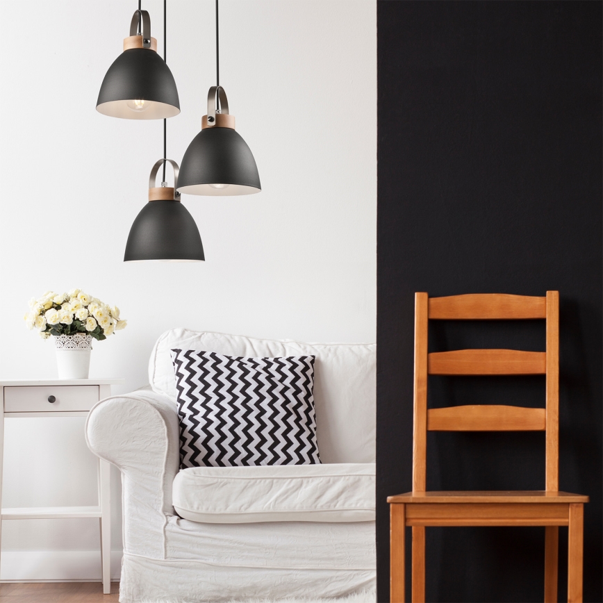 Pakabinamas šviestuvas ant laido DANIELLE 3xE27/60W/230V, ąžuolas