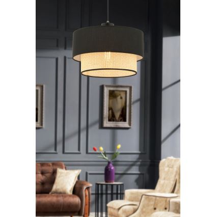 Pakabinamas šviestuvas ECHO ant laido 1xE27/60W/230V juodas/smėlinis