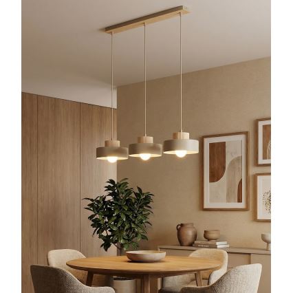 Pakabinamas šviestuvas KIVI su laidu, 3xE27/15W/230V, smėlio spalvos