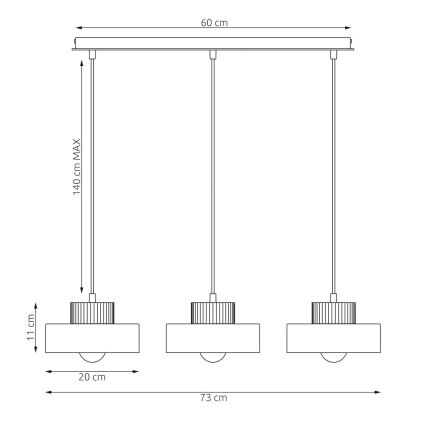 Pakabinamas šviestuvas KIVI su laidu, 3xE27/15W/230V, smėlio spalvos