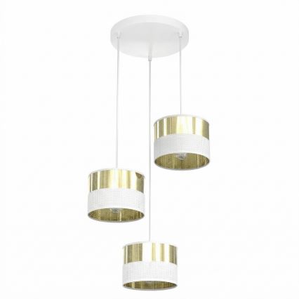 Pakabinamas šviestuvas LUX su laidu 3xE27/15W/230V balta/auksinė