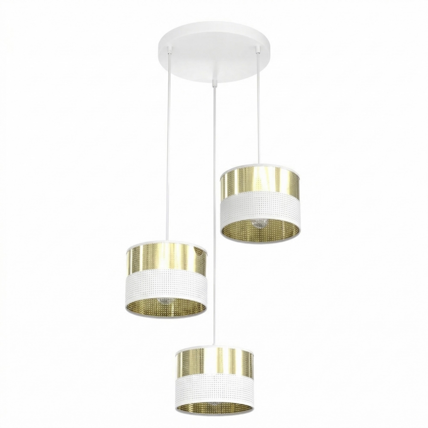 Pakabinamas šviestuvas LUX su laidu 3xE27/15W/230V balta/auksinė