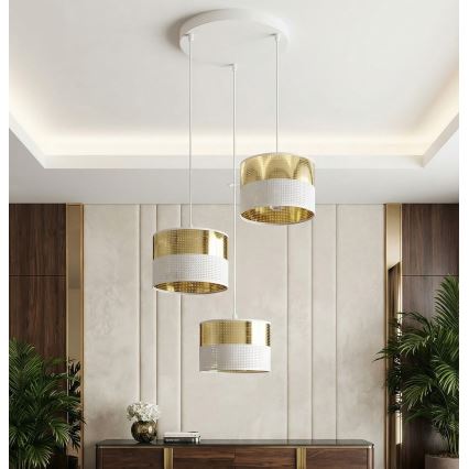 Pakabinamas šviestuvas LUX su laidu 3xE27/15W/230V balta/auksinė