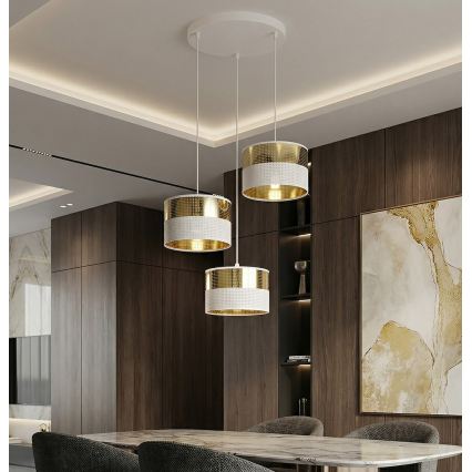 Pakabinamas šviestuvas LUX su laidu 3xE27/15W/230V balta/auksinė