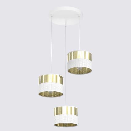 Pakabinamas šviestuvas LUX su laidu 3xE27/15W/230V balta/auksinė