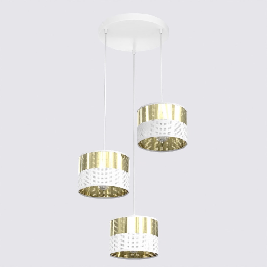 Pakabinamas šviestuvas LUX su laidu 3xE27/15W/230V balta/auksinė
