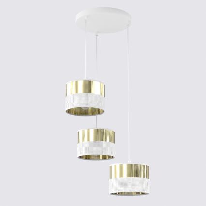 Pakabinamas šviestuvas LUX su laidu 3xE27/15W/230V balta/auksinė