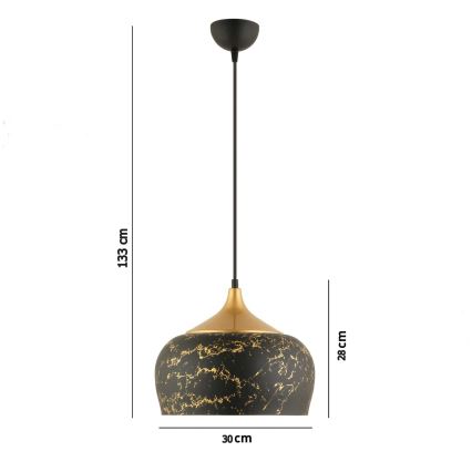 Pakabinamas šviestuvas MONZA su laidu 1xE27/40W/230V, skersmuo 30 cm, juodas/bronzinis