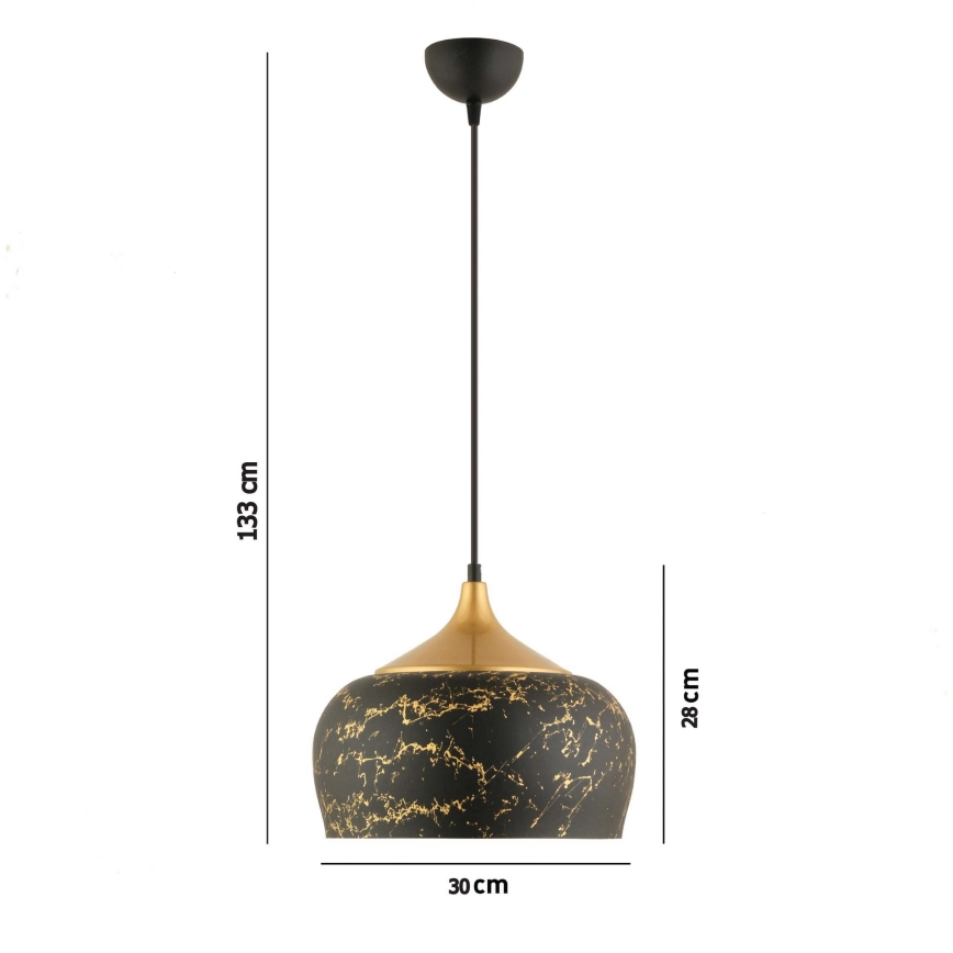 Pakabinamas šviestuvas MONZA su laidu 1xE27/40W/230V, skersmuo 30 cm, juodas/bronzinis